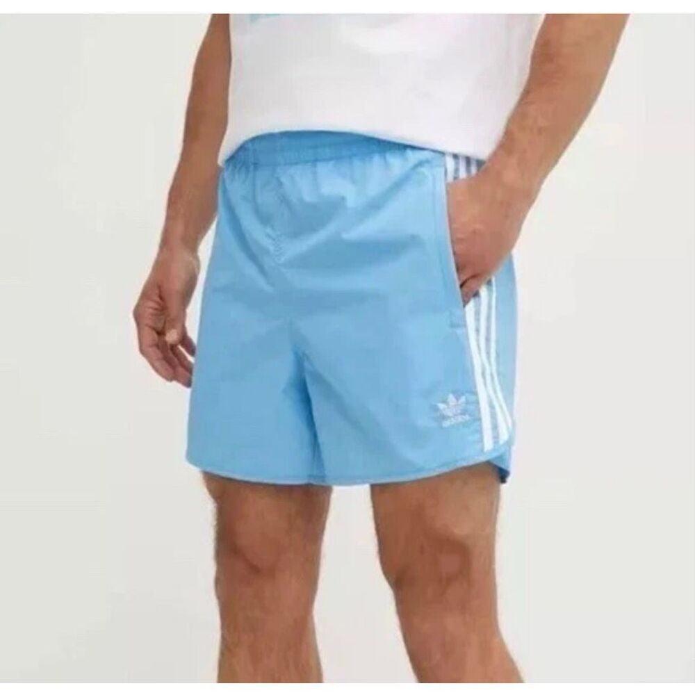 Adidas Originals Sprinter Shorts semi blue burst Trefoil Stripe Men's Sz XL NWT